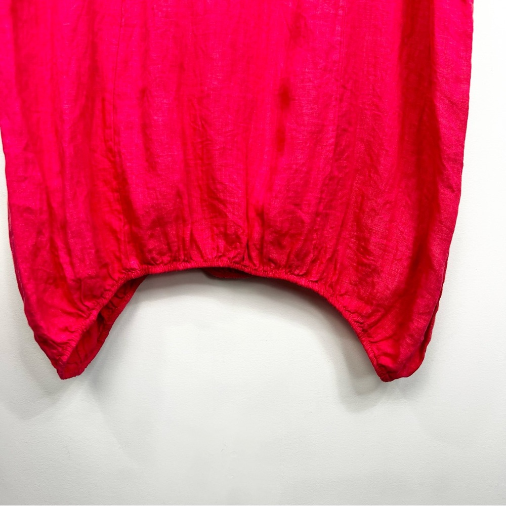 Bella pure Italian linen watermelon pink bubble hem lagenlook summer dress - Picture 10 of 15